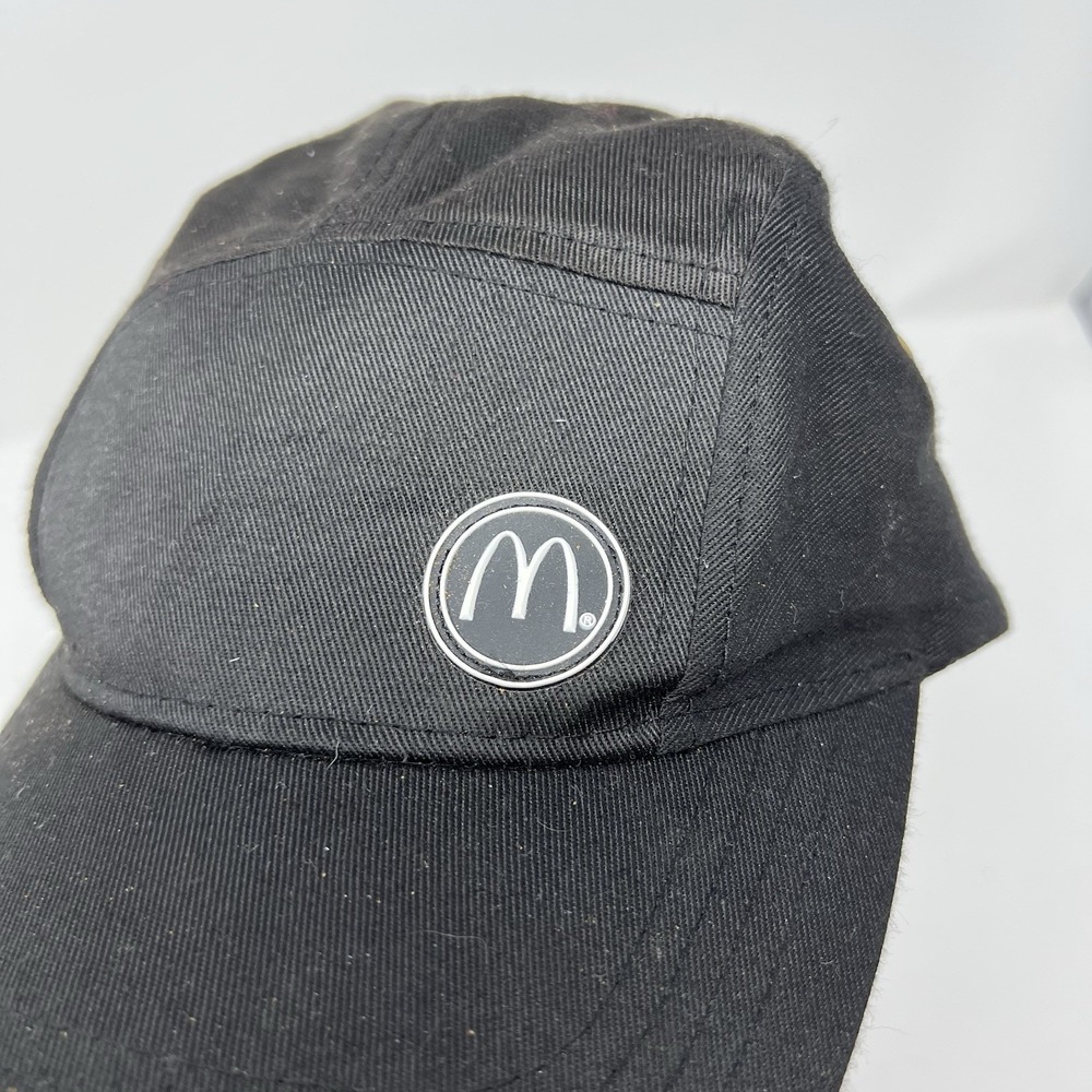 McDonald's Employee 5 Panel Hat Cap Uniform Adjustable Strapback Black Costume - Picture 3 of 11